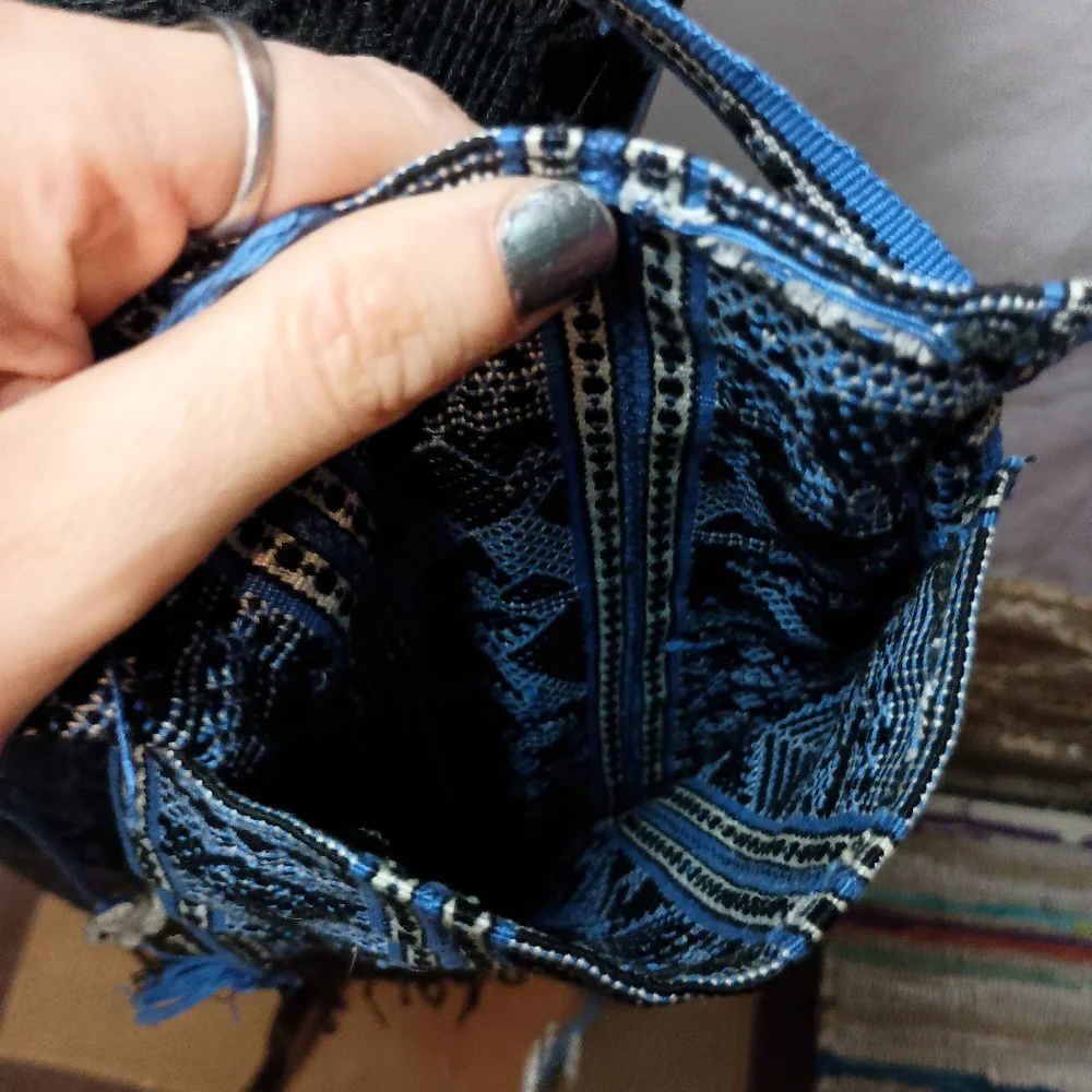 Blue Small Woven‎ South American Crossbody Bag